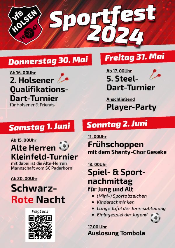 Plakat für das Sportfest des VfB Holsen in 2024