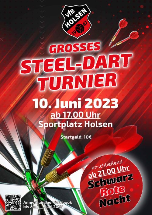 Plakat zum Steel-Dart Turnier des VfB Holsen 2023