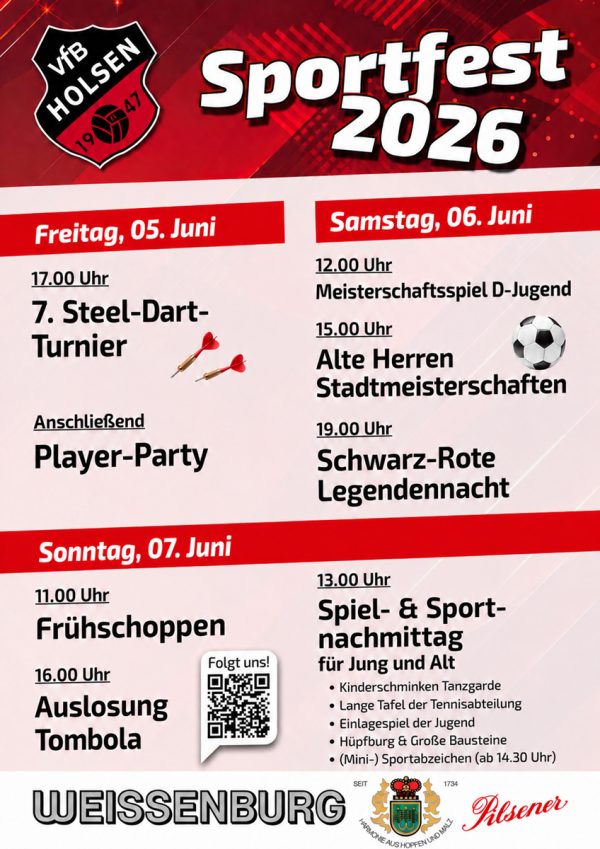 Programm des Sportfest 2026 vom VfB Holsen