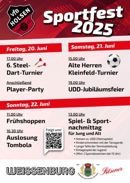 Plakat zum Sportfest des VfB Holsen 2025